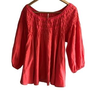 Free People ruched blouse with stitching detail